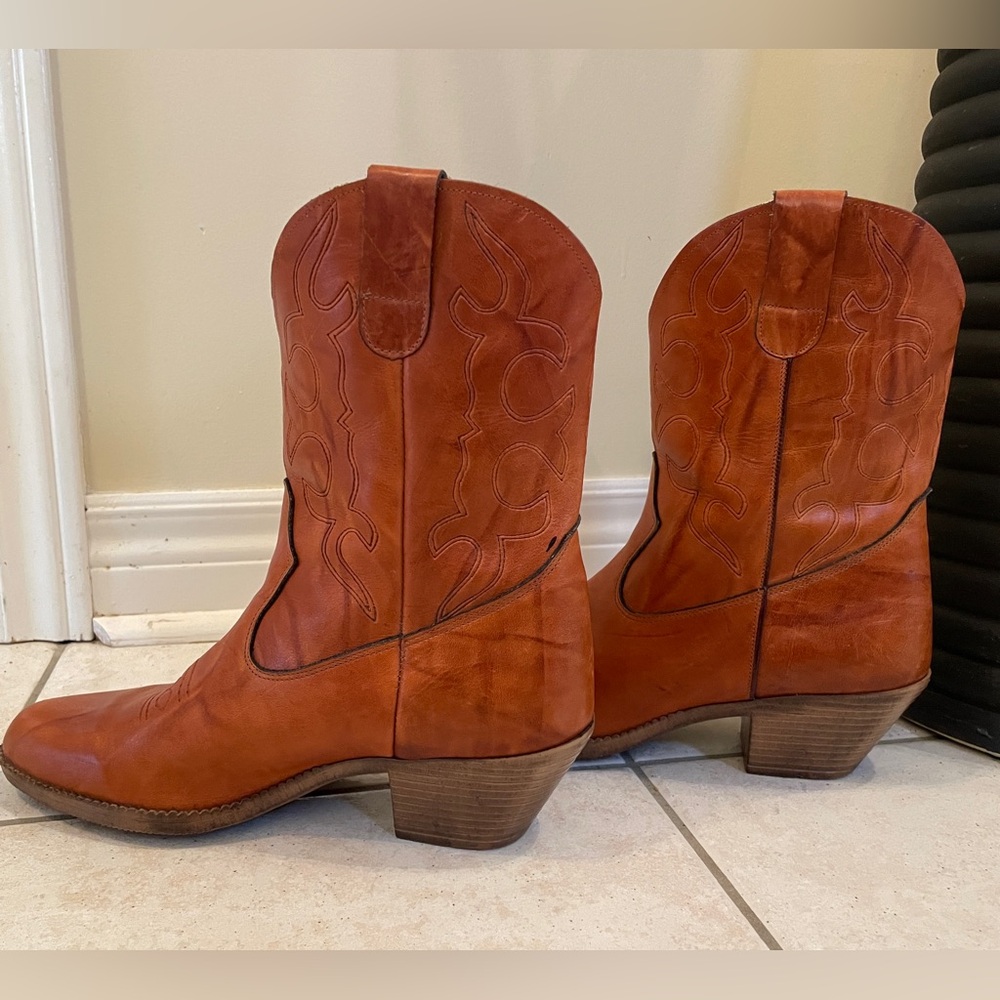 Vintage Brown Leather Cowboy Boots